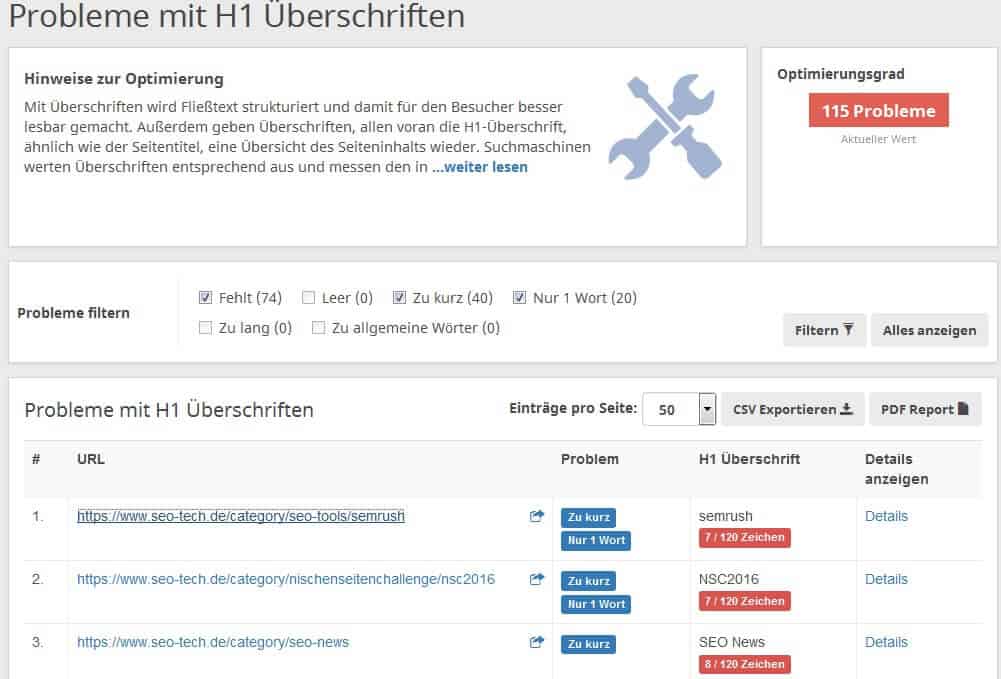 seobility onpage Probleme mit H1 Überschriften by seo-tech.de