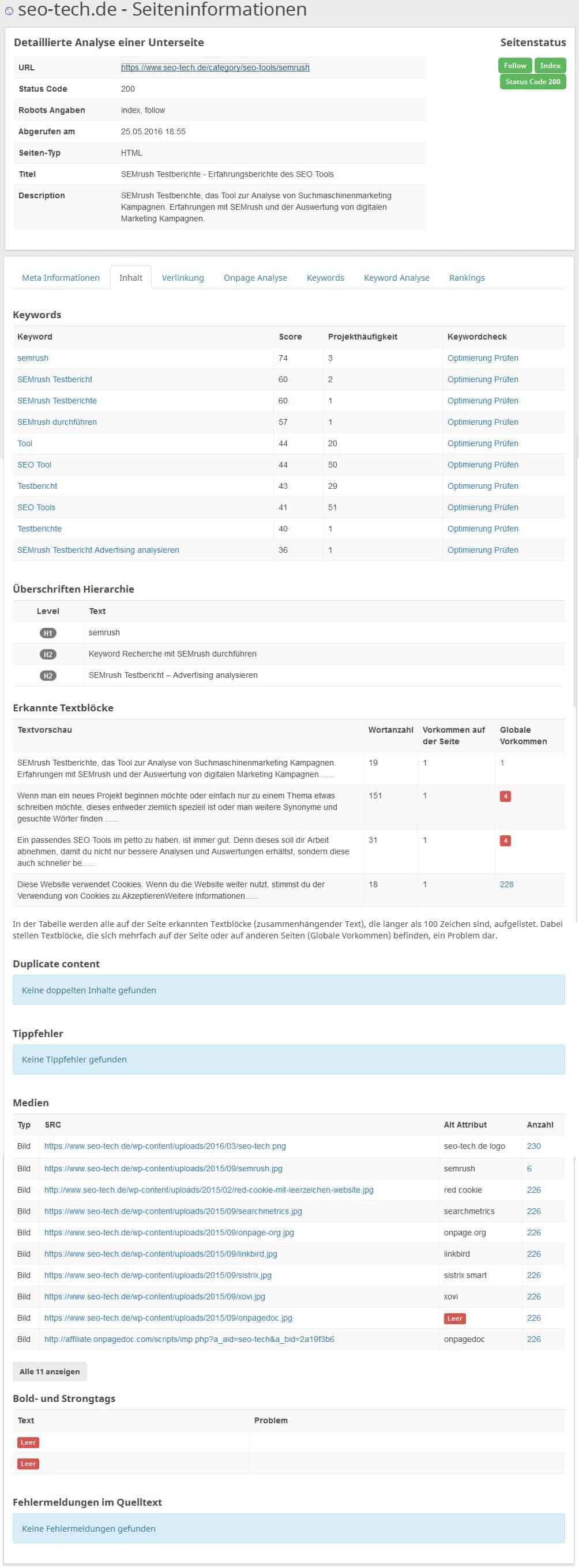 seobility Seiteninformationen Inhalt und keywords by seo-tech.de 